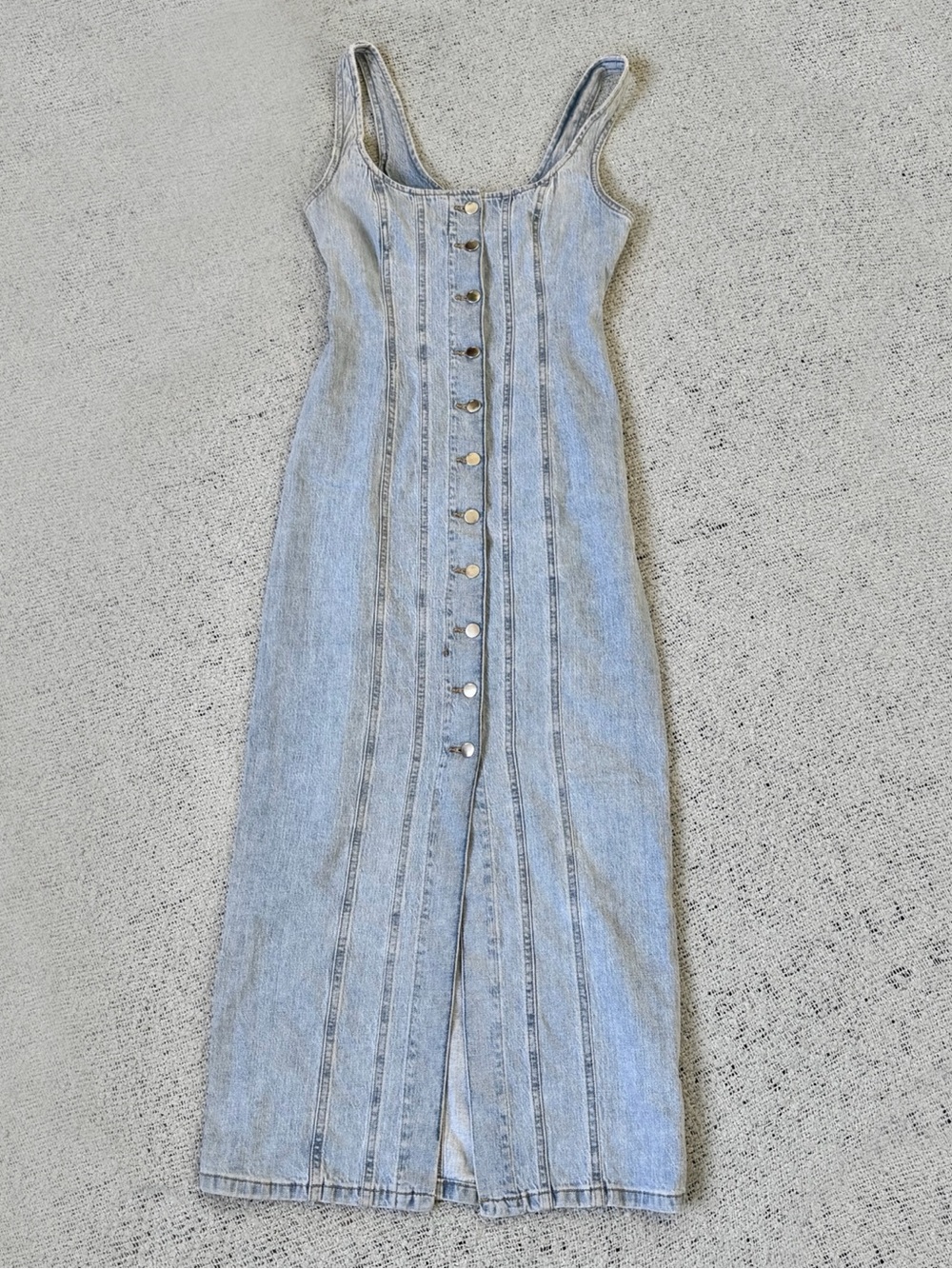 Zara Light Blue Denim Button-Front Maxi Dress Size S - Picture 8 of 10